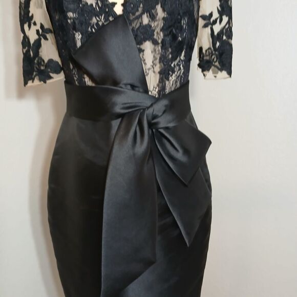 Badgley Mischka Black Midi Dress with Elegant Silhouette - Picture 6 of 16